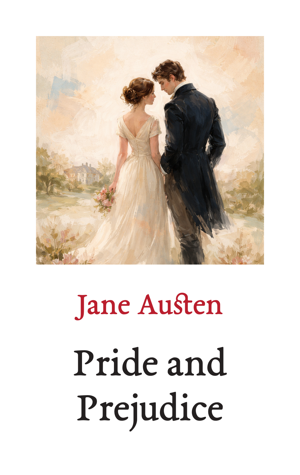 Pride and Prejudice, by Jane Austen. A painting above the author and title.